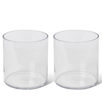 2PK E Style Vera Glass Flower Vase Home Decor 18cm - Clear