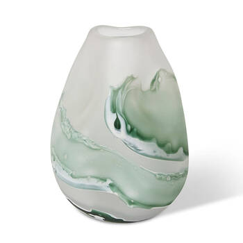 E Style Zaida Glass Flower Vase Home Decor 26cm - Sage/White