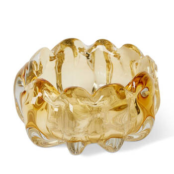 E Style Thandie Glass Decorative Bowl Home Decor 20cm - Amber
