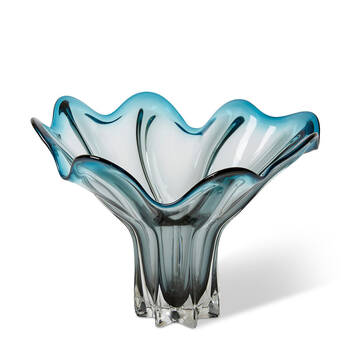E Style Shaka Wavy Glass Flower Vase Home Decor 41cm - Blue