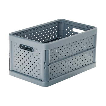 Vigar Compact 11.3L Plastic Foldable Crate - Charcoal Black