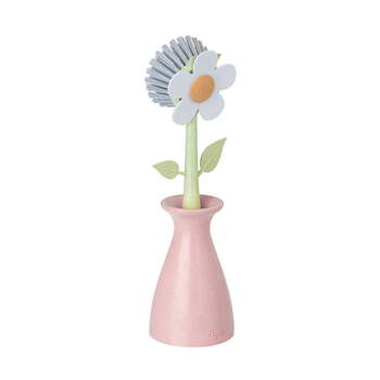 Vigar 25cm Florganic Dish Brush w/ Vase Dishwashing Tool - Pink