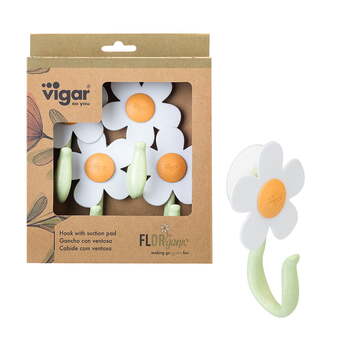 4pc Vigar Florganic Hook w/ Suction Bathroom/Kitchen Organiser
