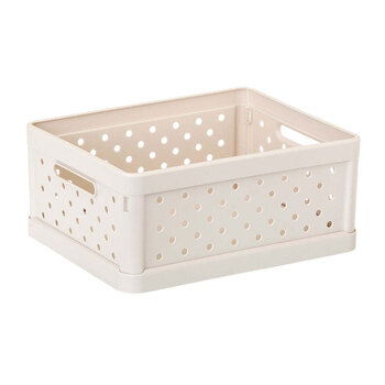Vigar Compact 3.3L Plastic Foldable Crate Basket - Sand White