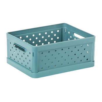 Vigar Compact 3.3L Plastic Foldable Crate Basket - Stone Blue
