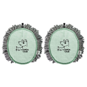 2PK Vigar Pets Club Microfibre Cat/Dog Grooming Oval Mitt Green/Grey