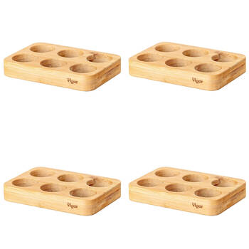 4PK Vigar Becco Bamboo 6-Egg Holder Pantry Organiser Tray 15.6cm