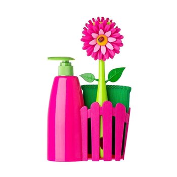 3pc Vigar Flower Power Sink Caddy Set w/ Dispenser - Pink