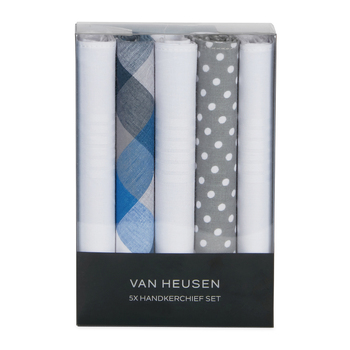 5pc Van Heusen Men's Pocket Cotton Hankie Set Grey
