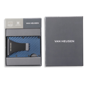 Van Heusen Men's Metal Card Holder w/Money Clip Textured Blue