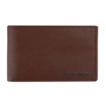 Van Heusen Bi-Fold Leather Wallet w/ Flip ID For Men Dark Tan