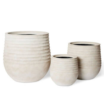 3pc E Style Knox Stonelite Polyethylene Planters Set 28/37/49cm - Beige