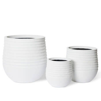3pc E Style Knox Stonelite Polyethylene Planters Set 28/37/49cm - White