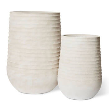 2pc E Style Knox Tall Stonelite Polyethylene Planters Set 51/70cm - Beige