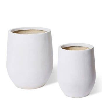 2pc E Style Aiden Fibrestone Planters Set Home Decor 44/56cm - Beige