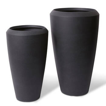 2pc E Style Malik Tall Planters Set Home/Garden Decor 70cm/86cm - Black