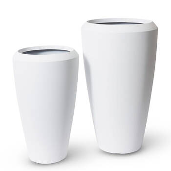 2pc E Style Malik Tall Planters Set Home/Garden Decor 70cm/86cm - White