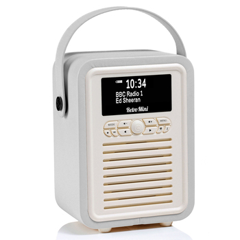 VQ Retro Mini DAB+ Digital FM Radio/Bluetooth Speaker Light Grey
