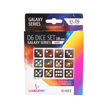 12pc Gamegenic Galaxy Series Mars D6 Dice Set 16mm Gaming Accessory