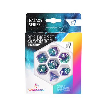 7pc Gamegenic Galaxy Series Neptune RPG Role Playing Dice Set Accessory