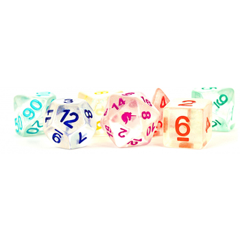 7pc Fanroll by Metallic MDG Unicorn Resin Rainbow Ice Polyhedral Dice Set