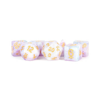 7pc Fanroll by Metallic Resin/Polyhedral RPG Tabletop Dice Set 16mm - Lavender