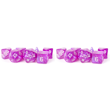 2x 7pc Fanroll by Metallic Acrylic Polyhedral Dice Set 16mm Stardust Purple
