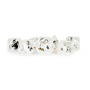 7pc Fanroll by Metallic MDG Polyhedral Penguin Resin Dice Set 16mm