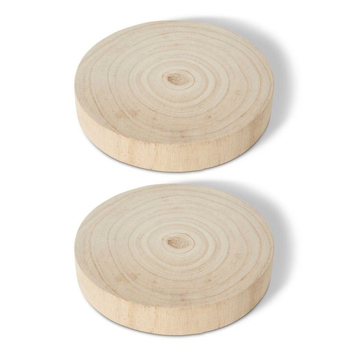 2PK E Style Argus 20cm Paulownia Wood Plate Decor Round - Natural