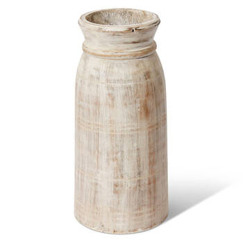 E Style Bharat Wooden Vessel Vase Home Decor 35cm - Natural