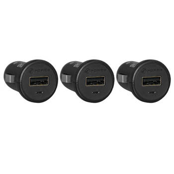 3PK Usb Cigarette Socket Car Charger - Black