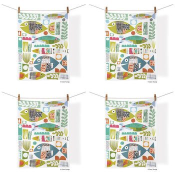 4PK WerkShoppe Cotton Kitchen Tea Towel 53.5x71cm - Fish School