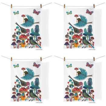 4PK WerkShoppe Cotton Kitchen Tea Towel 53.5x71cm - Mushroom Garden