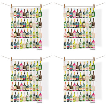 4PK WerkShoppe Cotton Kitchen Tea Towel 53.5x71cm - Wine Cellar