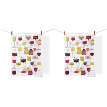2PK WerkShoppe Cotton Kitchen Tea Towel 53.5x71cm - Wine Time