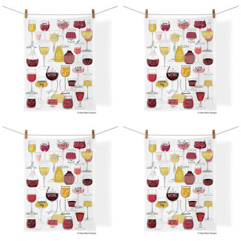 4PK WerkShoppe Cotton Kitchen Tea Towel 53.5x71cm - Wine Time