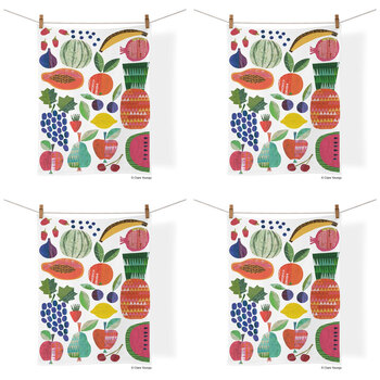 4PK WerkShoppe Cotton Kitchen Tea Towel 53.5x71cm - Fruit Stand