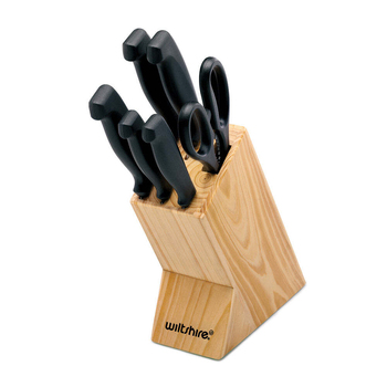 7pc Wiltshire Wooden Laser Basic Kitchen Knife Block Set