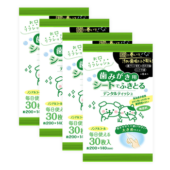 4x 30pc Petio Pet Dental/Teeth Wet Cleaning Wipes