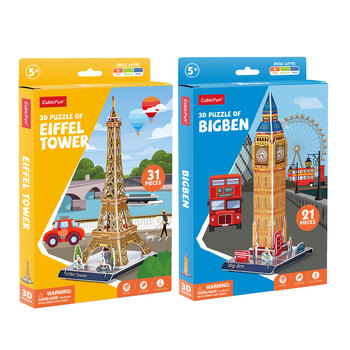 31pc CubicFun Eiffel Tower and 21pc Big Ben 3D Puzzle Kids/Children Toy 5y+