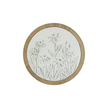 Darlin Wildflowers V2 Metal/Rattan Hanging Wall Art Round 52cm