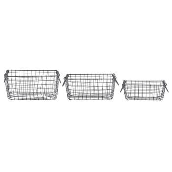 3pc Esschert Design Small Rectangular Wire Basket Garden Outdoor Display