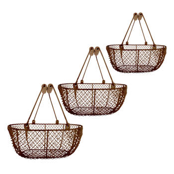 3pc Esschert Design Wire Oval Harvesting Basket/Trug