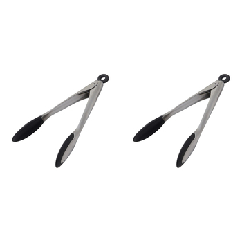 2PK Westinghouse 9 inch Tongs Black Soft Grip Stainless Steel