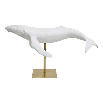 LVD Resin 37cm Whale Home Decorative Figurine w/ Stand White