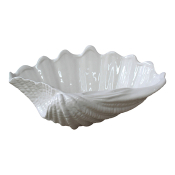LVD Ceramic Clam 28cm Decorative Bowl Tabletop Desk Decor - White