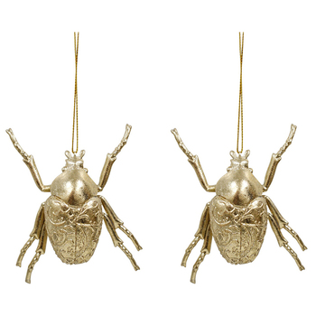 2PK LVD Bohemian Hanging Beetle Resin Christmas Tree Ornament 8.5x8.5cm - Gold