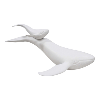LVD Resin 34.5cm Whale & Calf Home Decorative Figurine - White