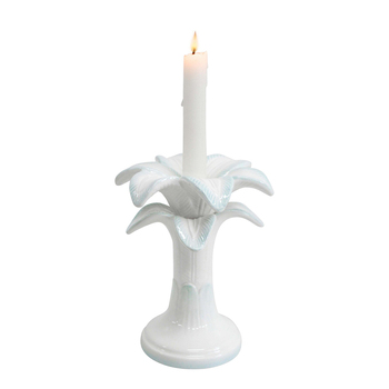 LVD Ceramic 17cm Taper Palm Candle Holder Home Decor - White