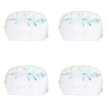 4PK Splosh Wedding Bride Cosmetic Bag Makeup Pouch - White